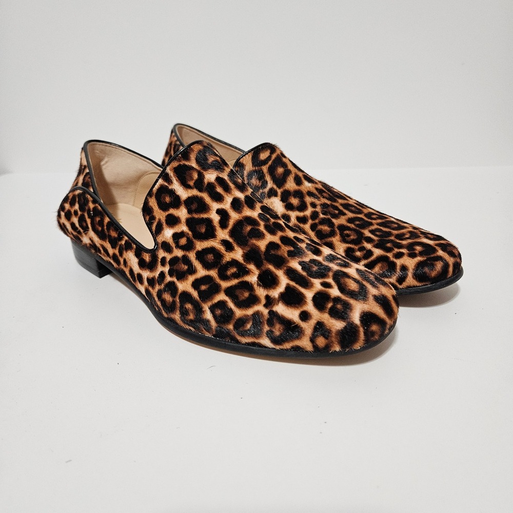 Clarks Pure Viola Leopard Print Pony Hair Loafers Womens 6.5 M Brown Animal